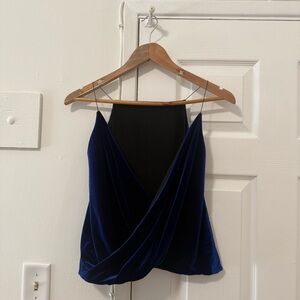 Elegant Blue Velvet Camisole Top